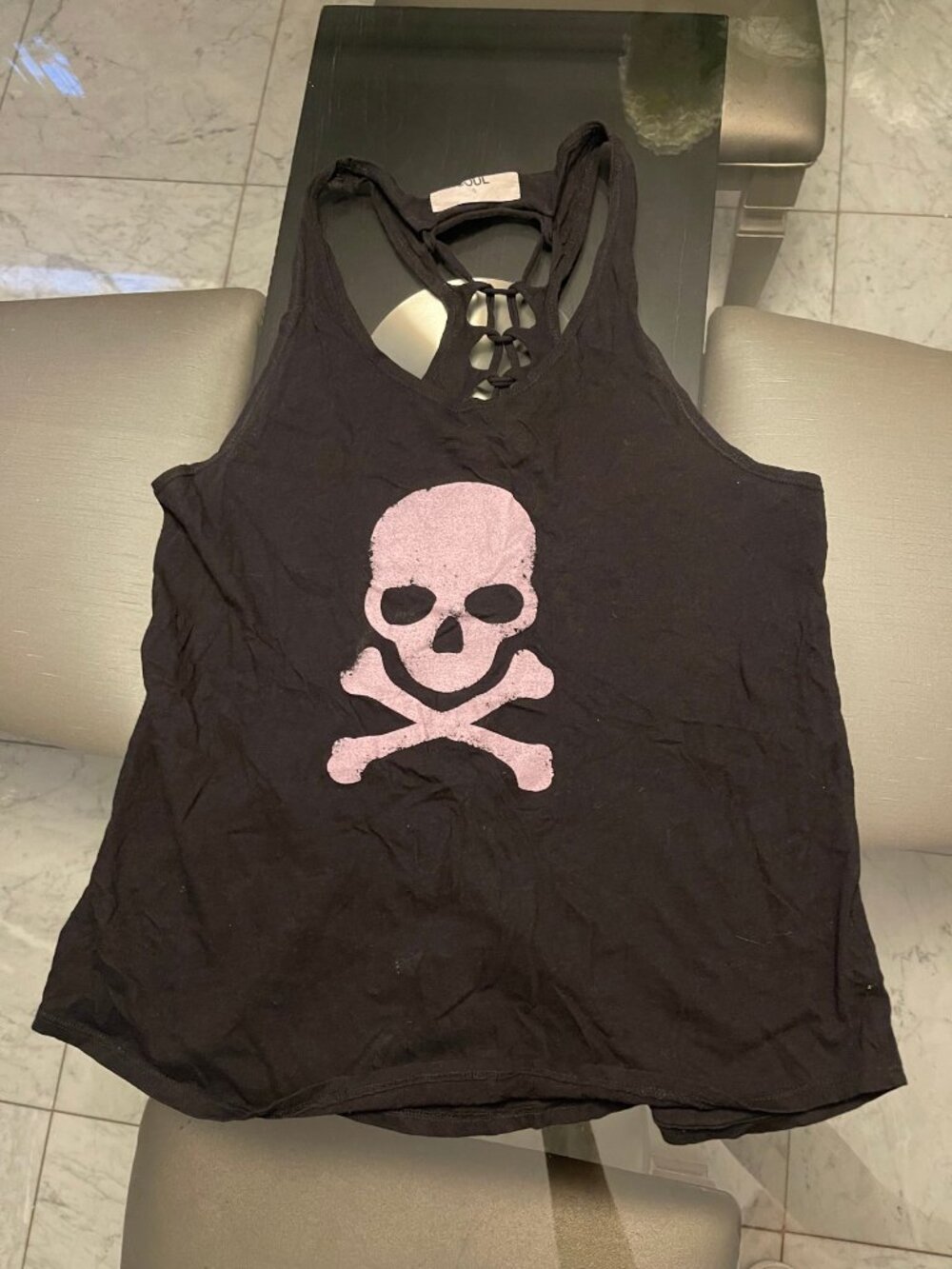 Soul Black Skull Crossbones Tank Top NWT Sz S $64 Retail